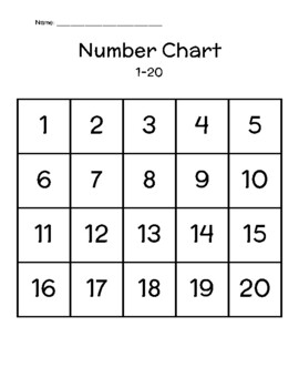 missing number chart 1 20 teaching resources teachers pay teachers