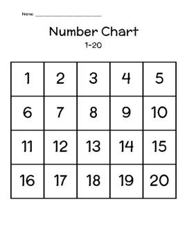 Preview of Number Chart 1-20 Activities