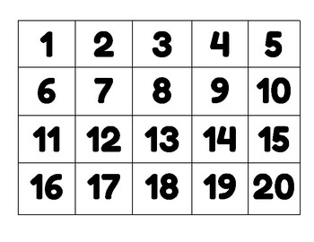 Preview of Math Number Chart 1 to 20 Rote Counting Number Identification Practice Page