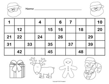 Number Chart 1 to 50 - Christmas Theme by Sweetie's