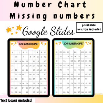 Preview of Number Chart Missing Numbers Google Slides PDFs Distance Learning activity