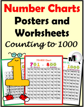 Preview of Number Charts to 1000 Posters & Worksheets