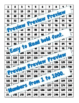 number charts to 1000 by positiveteaching teachers pay teachers
