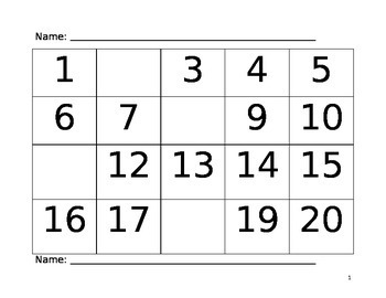 Blank Number Chart 1 20