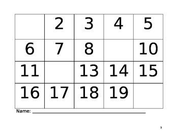 Free number chart 1-20 - ESL Vault