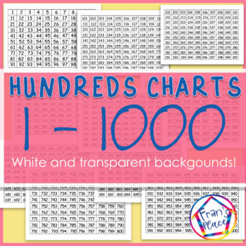 Preview of Number Charts 1 to 1000:  Hundreds Charts