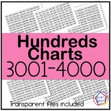 Number Charts 3001 to 4000:  Hundreds Charts