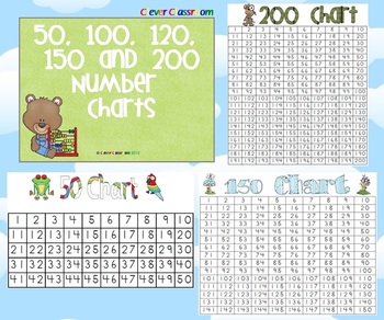Preview of Number Charts - 50, 100, 120, 150 and 200 - 5 Pages