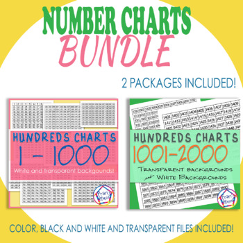 Preview of Hundreds Charts Bundle!  1 to 2000  (metric) Transparent and more