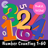 Number Coloring 1-60 for PreK,K,1st and 2nd(No Prep)