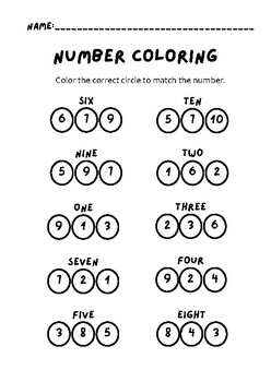 Number Coloring Math Worksheet by Kattaleeya Srisai | TPT