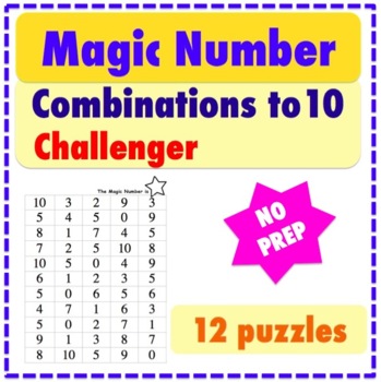 Number Combinations to 10 Game - Full Page Challenger - Find the 