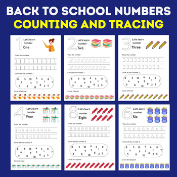 Preview of Number Count and Trace 1-10 - Bundle 6 Different Themes