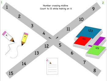 Preview of Number / Counting Crossing Midline X - Brian Gym Gross motor