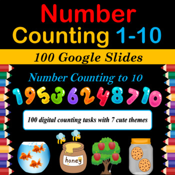 Preview of Virtual Counting & Number Recognition 1 to 10 | Activities - 105 Google slides