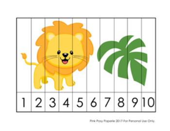 number counting strip puzzles jungle safari 8 designs by pink posy