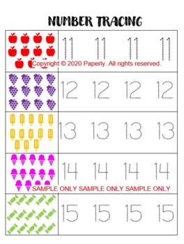 number counting tracing writing worksheet 11 20 pre k kindergarten