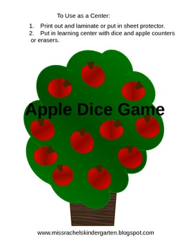 Preview of Number Cover Apple Tree Dice Games