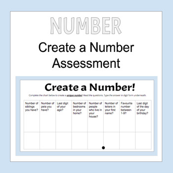 Preview of Number: Create a Number (Assessment)