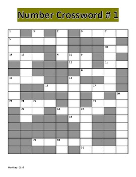Preview of Number Crossword Puzzle