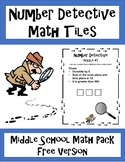 Number Detective Math Tiles for Middle School - 10 Puzzles