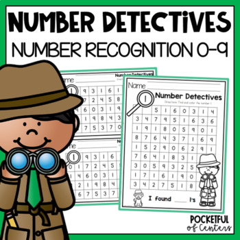 number detectives number recognition worksheets 0 9 by pocketful of centers