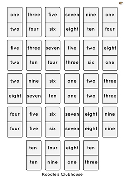 Number Dominoes Game Printable by Koodlesch | Teachers Pay Teachers