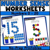 Number Dot Painting Worksheets 0-20: Number Recognition/Id