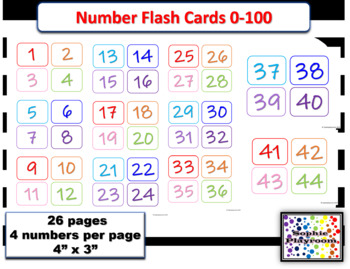 Preview of Number Flash Cards 0-100