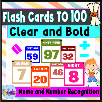 Preview of Number Flash Cards 0-100 with Name and Number Recognition