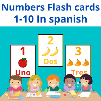 Number Flash Cards 1-10 in spanish for Pre-K & Kindergarten | TPT