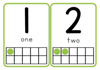 number flash cards 1 10 with ten frames and number words