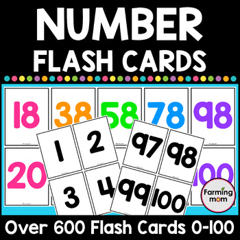 number flash cards 1 100 printable large format by farming mom