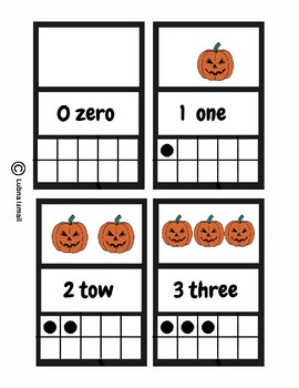 Preview of Number Flash Cards, 10 Flashcards Numbers 1-10 \ pumpkins.