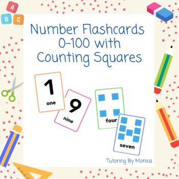 Preview of Number Flashcards  0 to 100 with Counting Squares