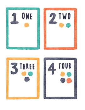 Preview of Number Flashcards 1-20 Montessori Rainbow Boho Watercolor Classroom Printable
