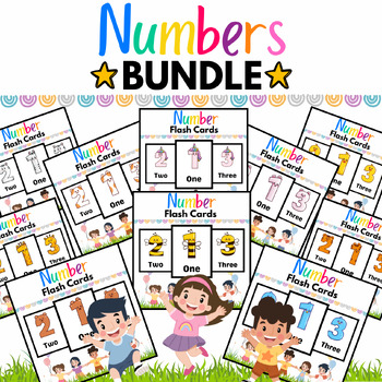 Preview of Number Flashcards Bundle to Count from 1 to 10 with 10 Themes - 100 Printables