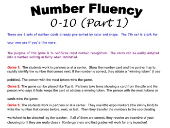 Preview of Number Fluency 0-10