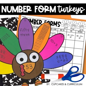 Preview of Number Form Place Value Practice Thanksgiving