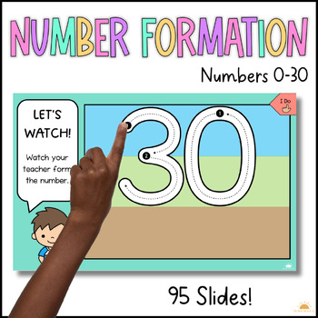 Preview of Number Formation / Handwriting / Numbers 0-30 / Dirt, Grass and Sky / Digital