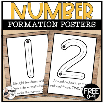 Preview of Number Formation Poem Posters with Rustic Wood Background
