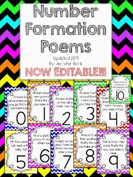 Number Formation Poems 0-10 by Jennifer Brink | Teachers Pay Teachers
