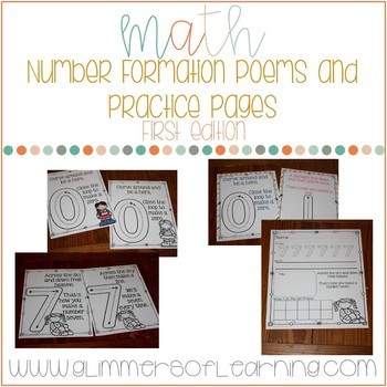 Preview of Number Formation Poems and Practice Pages