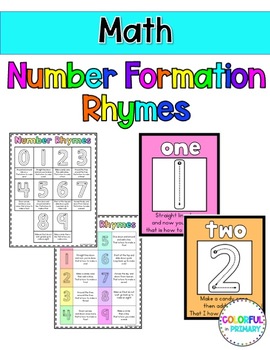 Number Formation Rhymes by Colorful In Primary | TPT