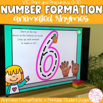 Preview of Number Formation Rhymes Animated PowerPoint | VIC Print & Precursive | 0-20