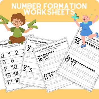 Preview of Number Formation Worksheets | EVELOP STRONG NUMBER WRITING SKILLS WORKSHEETS