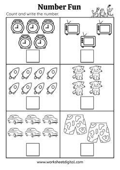 Preview of Number Fun 1 - 10 Kindergarten Math Worksheets