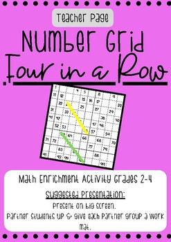 Preview of Number Grid Four In A Row Enrichment Activity