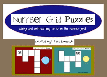 Preview of Number Grid Puzzles Add Subtract 1 or 10 SmartBoard Lesson