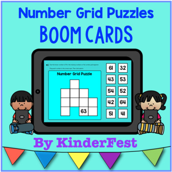 Preview of Number Grid Puzzles - Boom Cards